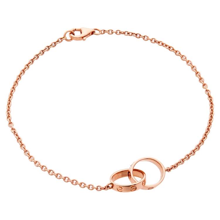 Pre Owned Cartier Love Interlocking 2 Hoops 18K Rose Gold Bracelet