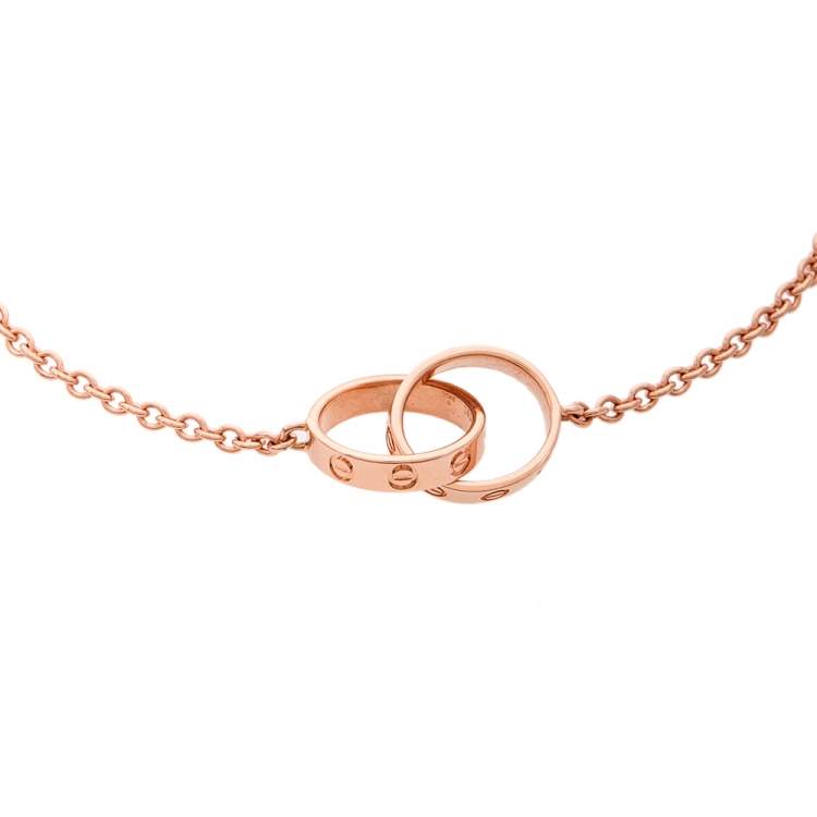 Pre Owned Cartier Love Interlocking 2 Hoops 18K Rose Gold Bracelet