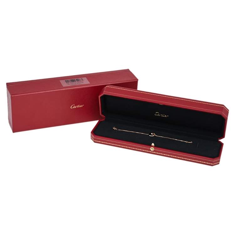 Pre Owned Cartier Amulette de Cartier Onyx Diamond 18K Rose Gold Bracelet XS