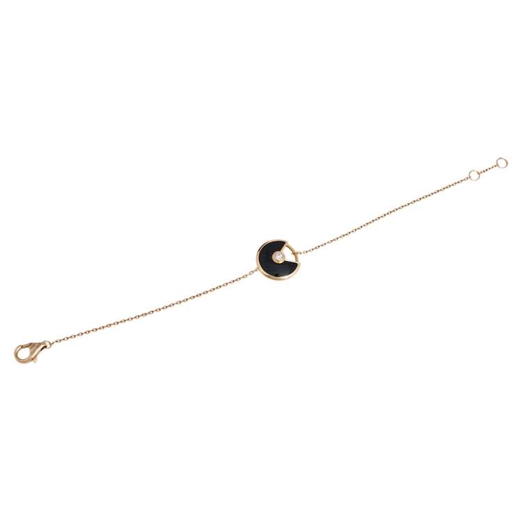 Pre Owned Cartier Amulette de Cartier Onyx Diamond 18K Rose Gold Bracelet XS
