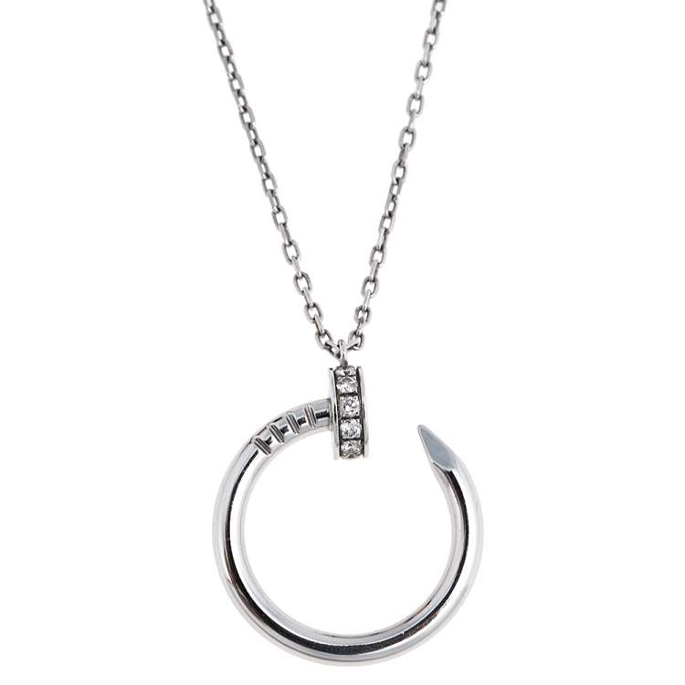 مملوكة مسبقًا Cartier Juste un Clou Diamond 18K White Gold Pendant Necklace