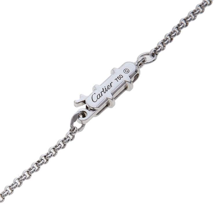 Pre Owned Cartier Caresse D'orchidées Onyx and Diamond 18K White Gold Round Pendant Necklace