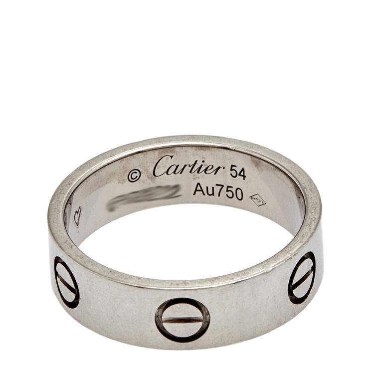 Pre Owned Cartier Love 18K White Gold Band Ring 54