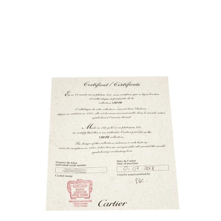 Pre Owned Cartier Love 18K White Gold Band Ring 54