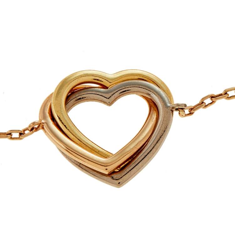 Pre Owned Cartier Trinity de Cartier Heart 18k Three Tone Gold Bracelet 