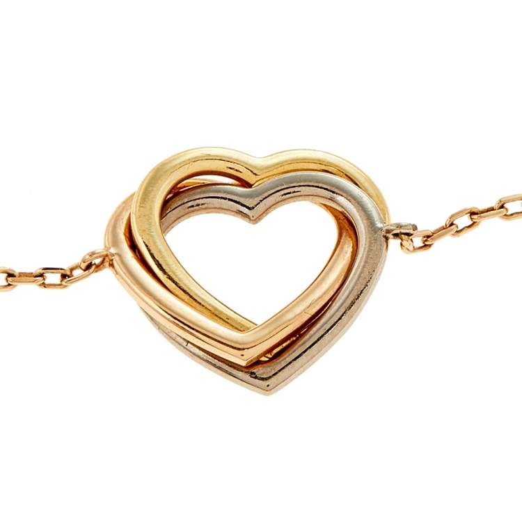 Pre Owned Cartier Trinity de Cartier Heart 18k Three Tone Gold Bracelet 