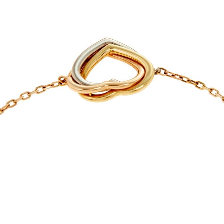 Pre Owned Cartier Trinity de Cartier Heart 18k Three Tone Gold Bracelet 