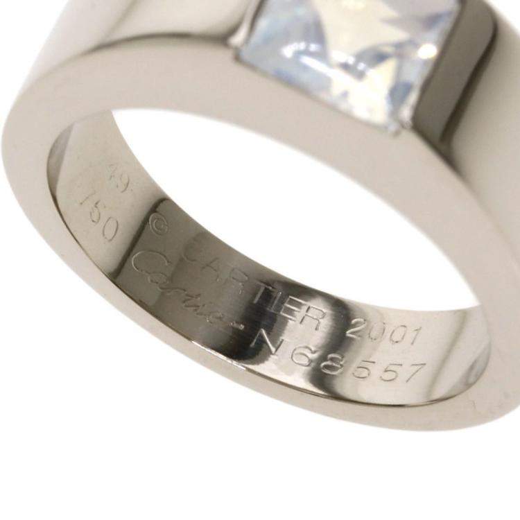 Pre Owned Cartier Tank 18K White Gold Moonstone Ring EU 49