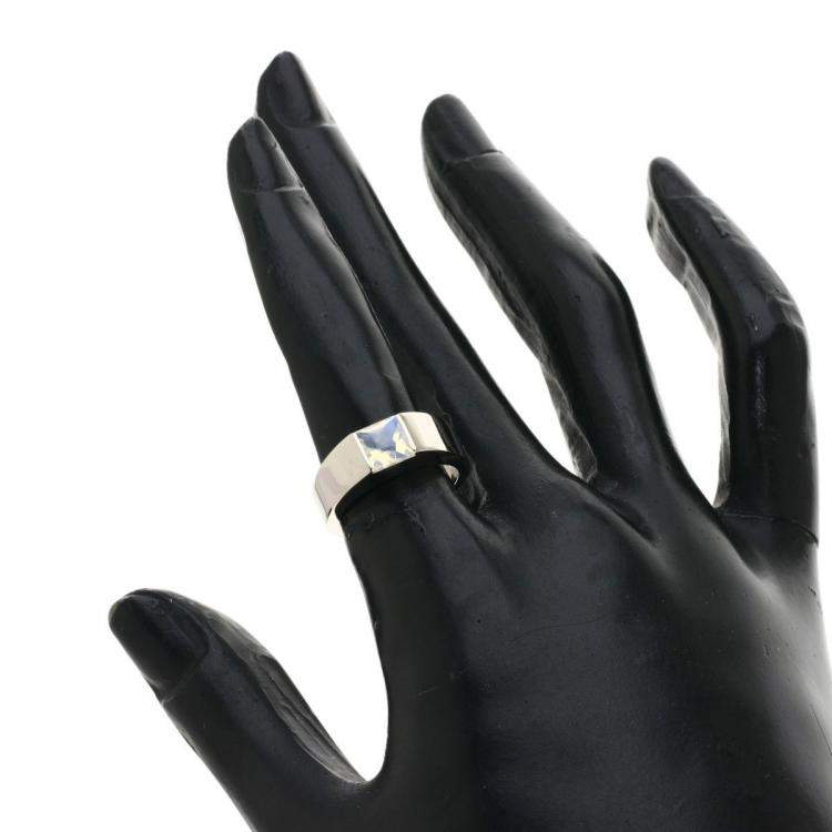 Pre Owned Cartier Tank 18K White Gold Moonstone Ring EU 49