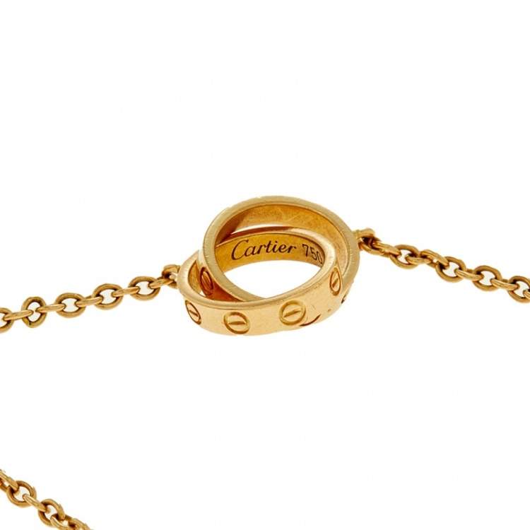 Pre Owned Cartier Love Interlocking 2 Hoops 18K Yellow Gold Bracelet