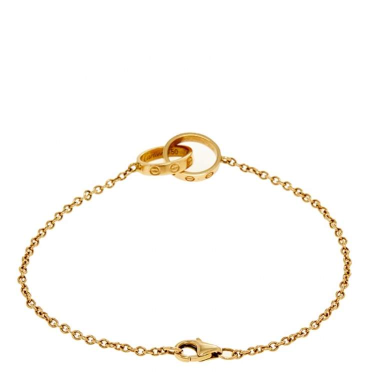 Pre Owned Cartier Love Interlocking 2 Hoops 18K Yellow Gold Bracelet