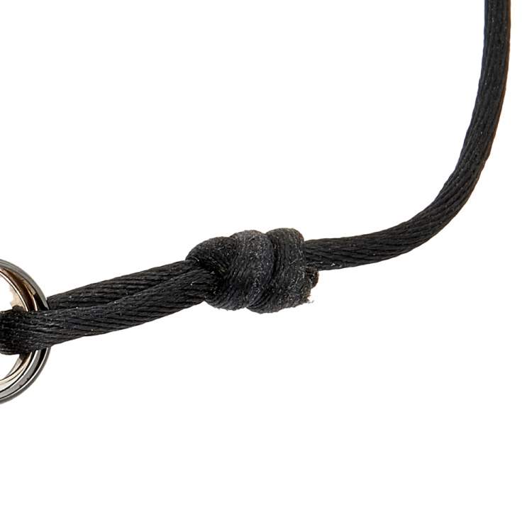 Pre Owned Cartier Trinity De Cartier Black Ceramic & 18k White Gold Adjustable Cord Bracelet