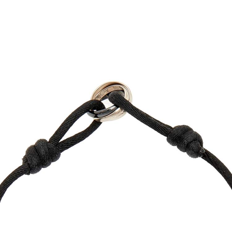 Pre Owned Cartier Trinity De Cartier Black Ceramic & 18k White Gold Adjustable Cord Bracelet