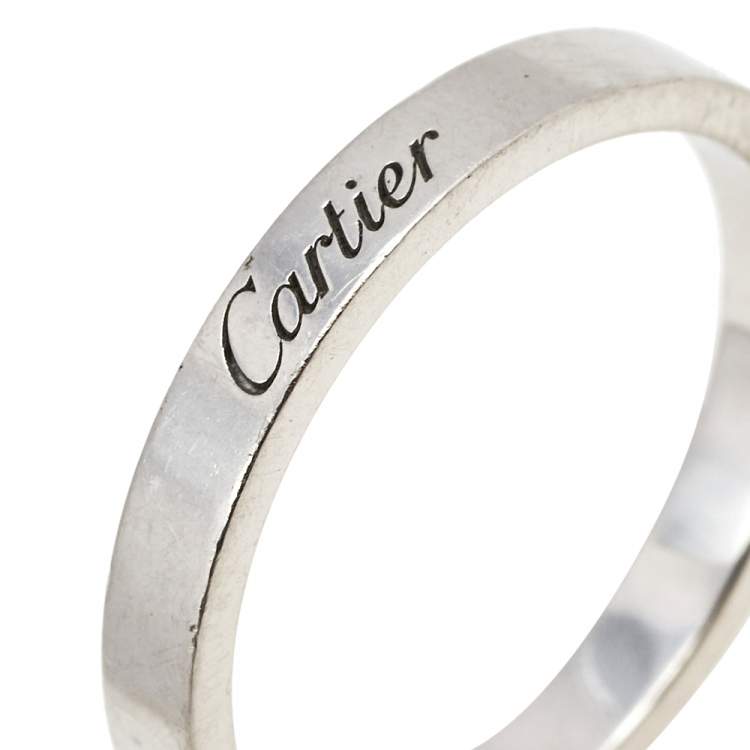 Pre Owned Cartier C de Cartier Platinum Wedding Band Ring Size 59
