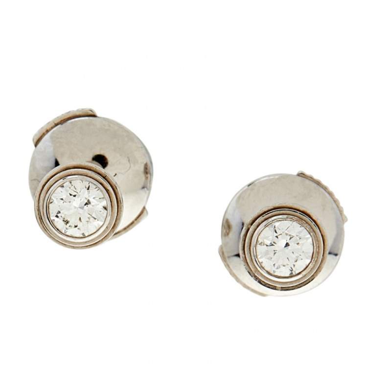Pre Owned Cartier Diamants Legers Diamond 18K White Gold Stud Earrings MM