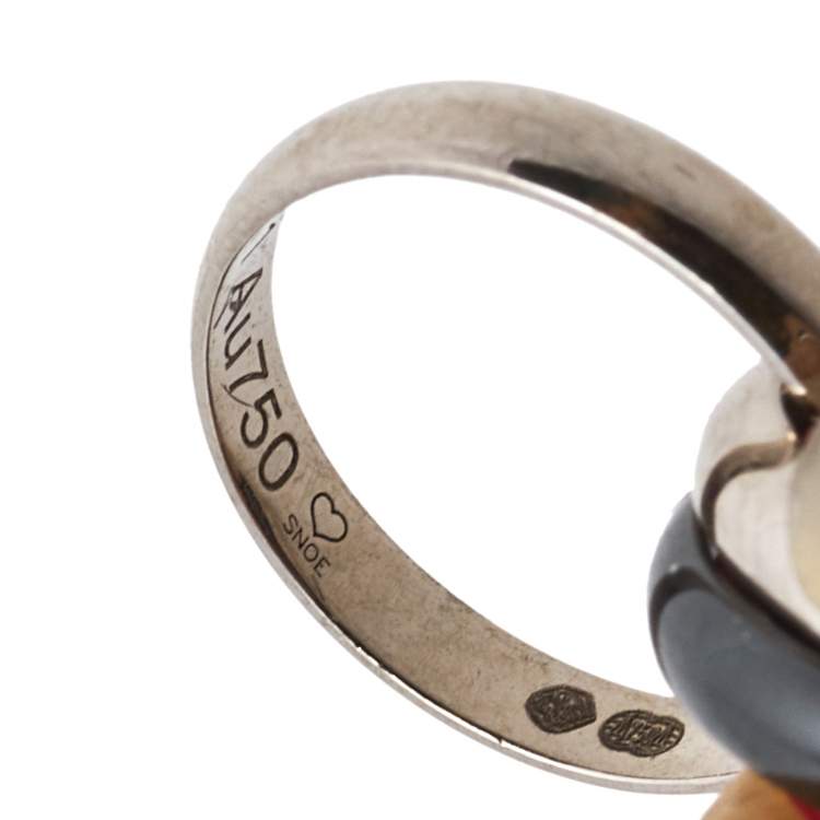 Pre Owned Cartier Trinity de Cartier Black Ceramic 18K White Gold Adjustable Cord Bracelet