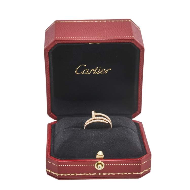Pre Owned Cartier Juste un Clou Diamond 18k Rose Gold Ring Size 52 