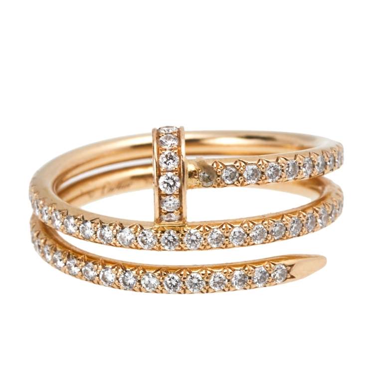 Pre Owned Cartier Juste un Clou Diamond 18k Rose Gold Ring Size 52 