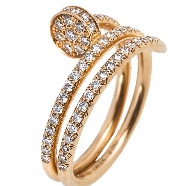 Pre Owned Cartier Juste un Clou Diamond 18k Rose Gold Ring Size 52 