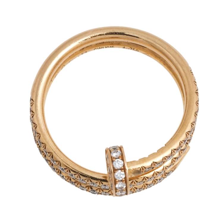 Pre Owned Cartier Juste un Clou Diamond 18k Rose Gold Ring Size 52 