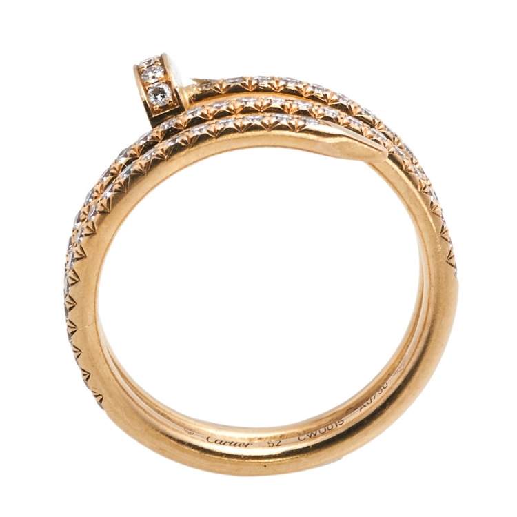 Pre Owned Cartier Juste un Clou Diamond 18k Rose Gold Ring Size 52 