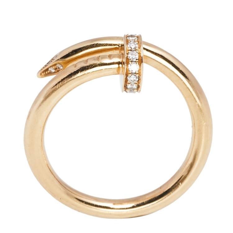 Pre Owned Cartier Juste un Clou Diamond 18K Rose Gold Ring Size 58