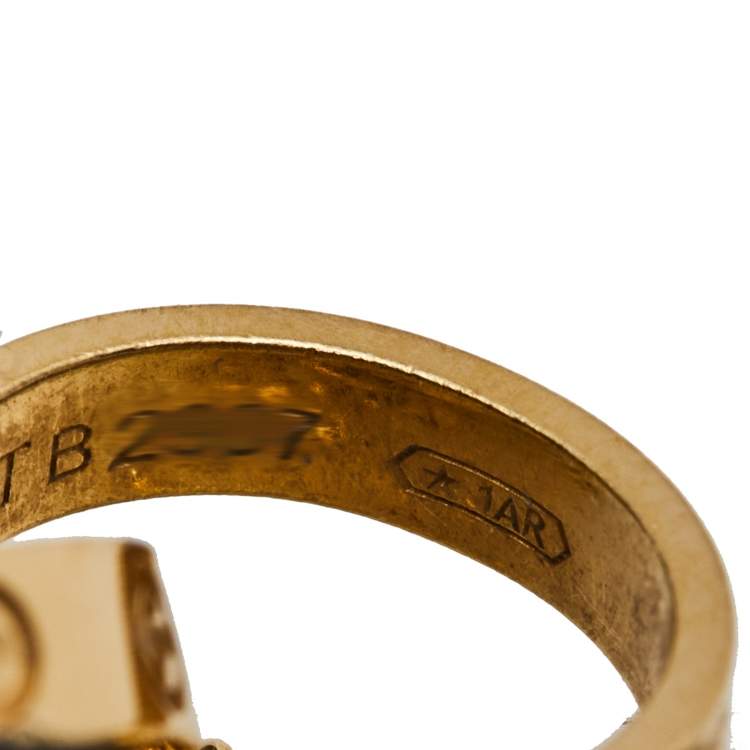 Pre Owned Cartier Love Interlocking 2 Hoops 18K Yellow Gold Bracelet