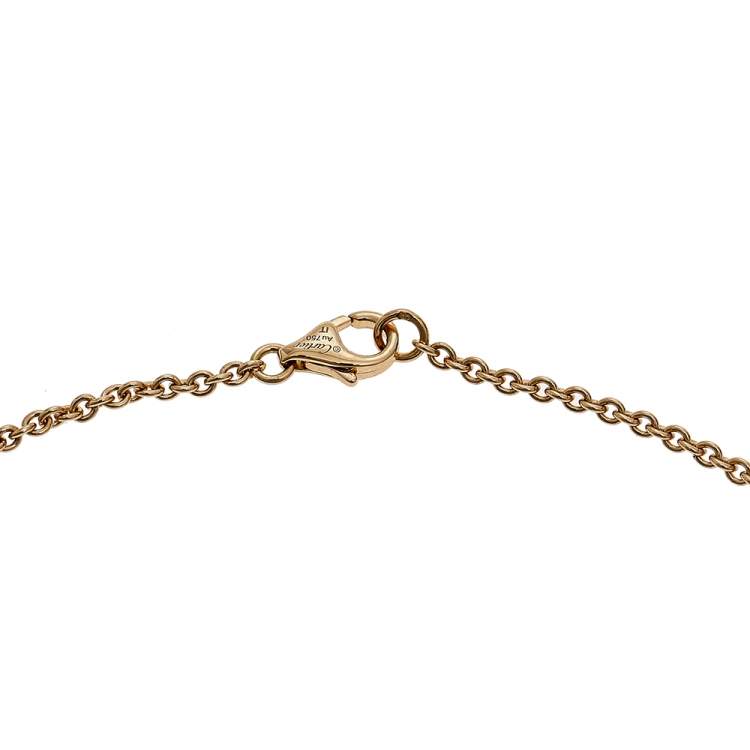 Pre Owned Cartier Love Interlocking 2 Hoops 18K Rose Gold Necklace 