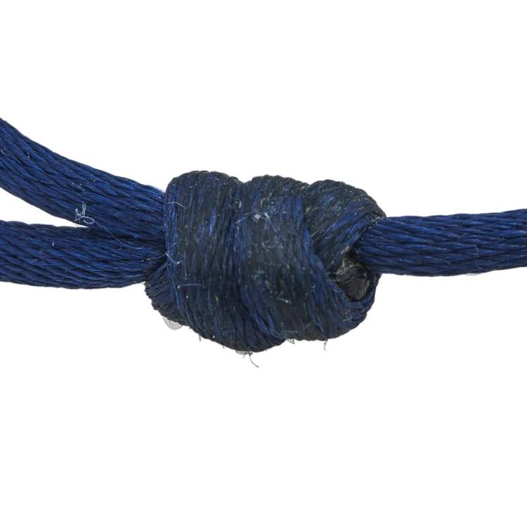 Pre Owned Cartier Trinity De Cartier Three Tone 18k Gold Blue Adjustable Cord Bracelet