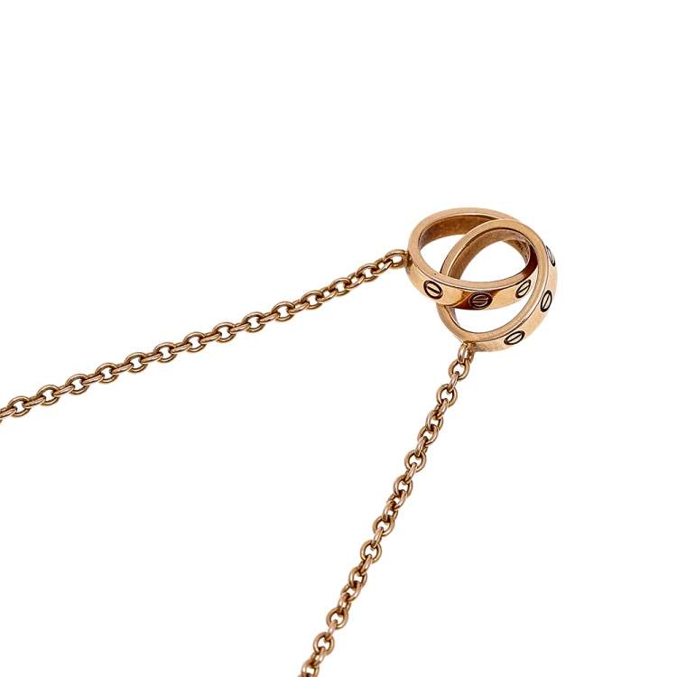 Pre Owned Cartier Love Interlocking 2 Loop 18K Rose Gold Pendant Necklace