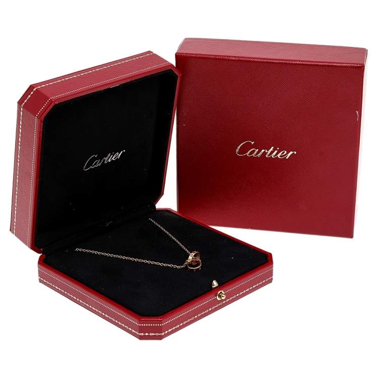 Pre Owned Cartier Love Interlocking 2 Loop 18K Rose Gold Pendant Necklace