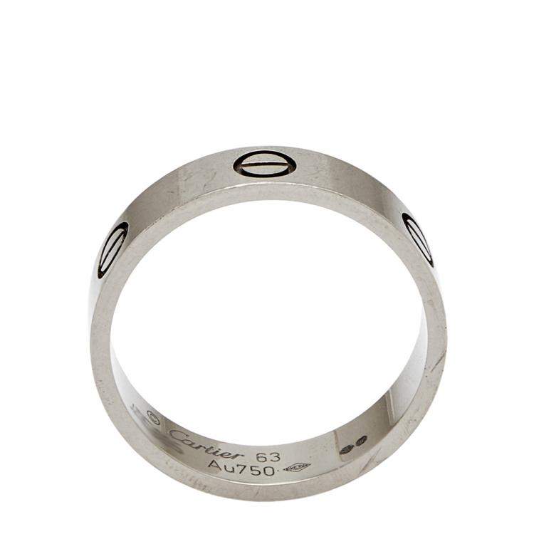 Pre Owned Cartier Love 18K White Gold Band Ring Size 63 