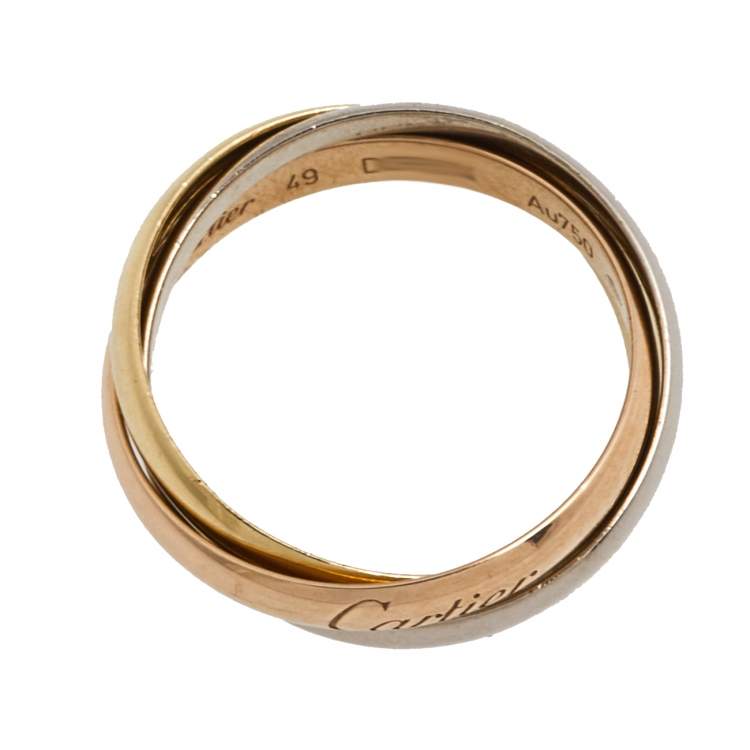 Pre Owned Cartier Trinity de Cartier 18K Three Tone Gold Small Model Rolling Ring Size 49