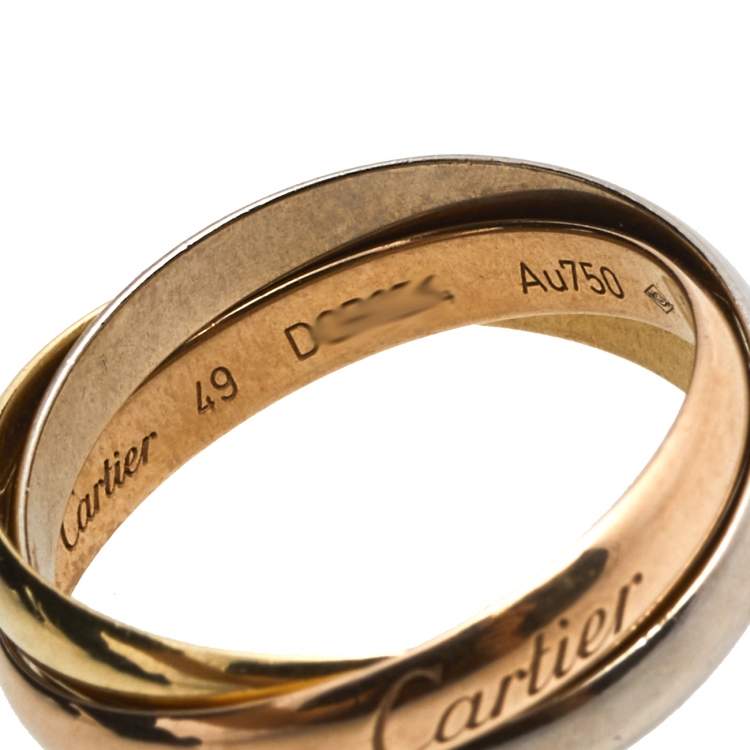 Pre Owned Cartier Trinity de Cartier 18K Three Tone Gold Small Model Rolling Ring Size 49