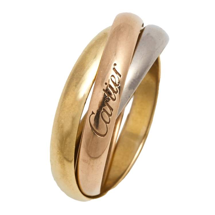Pre Owned Cartier Trinity de Cartier 18K Three Tone Gold Small Model Rolling Ring Size 49
