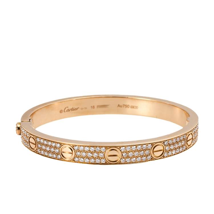 Cartier Love Paved Diamond 18K Rose Gold Cuff Bracelet 16 Cartier | The ...