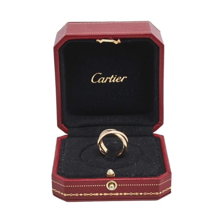 Pre Owned Cartier Trinity de Cartier 18K Three Tone Gold Small Model Rolling Ring Size 53