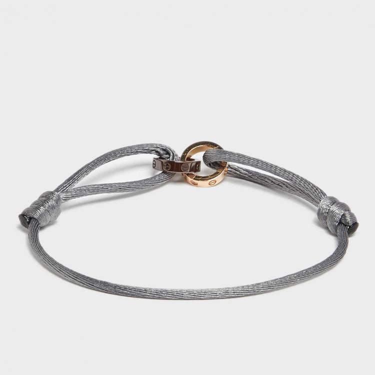 Pre Owned Cartier Love Ceramic Diamond 18K Rose Gold Adjustable Cord Bracelet 