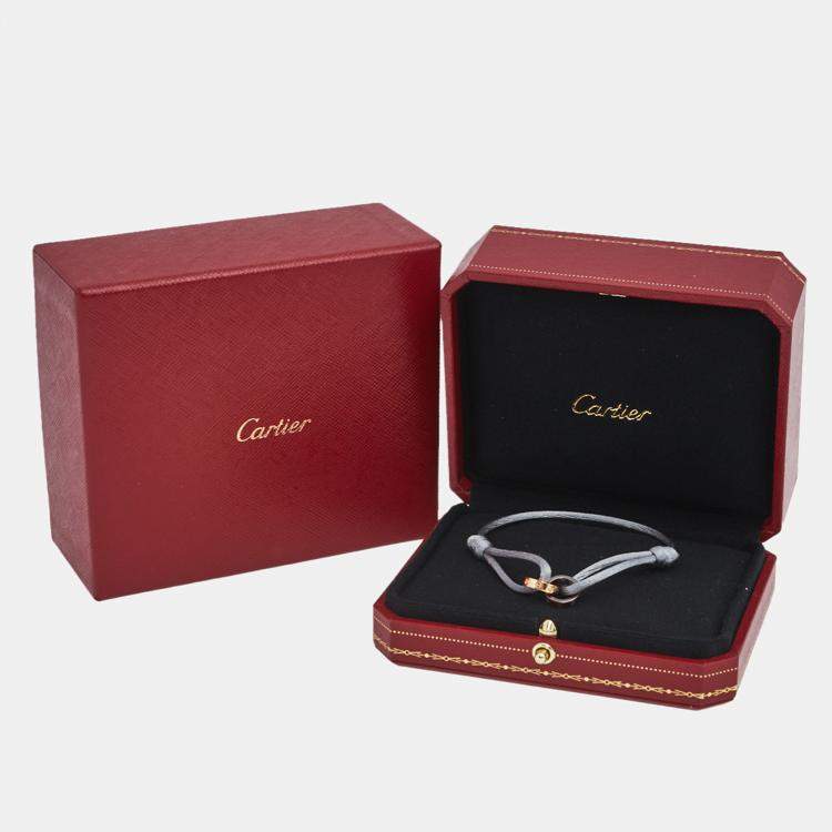 Pre Owned Cartier Love Ceramic Diamond 18K Rose Gold Adjustable Cord Bracelet 