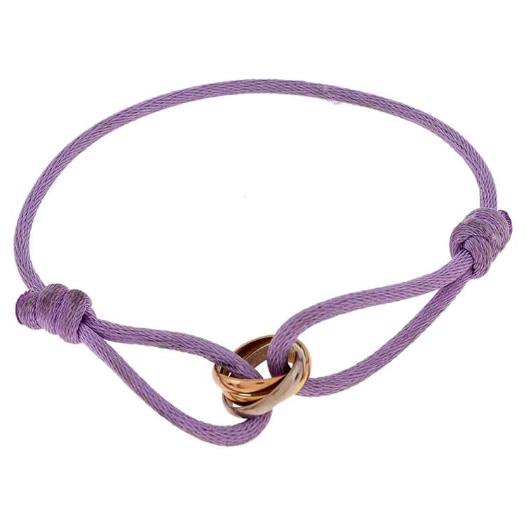 Pre Owned Cartier Trinity 18K Three Tone Gold Adjustable Cord Bracelet