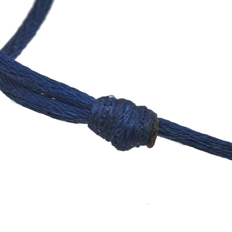 Pre Owned Cartier Trinity de Cartier 18K Three Tone Gold Adjustable Blue Cord Bracelet