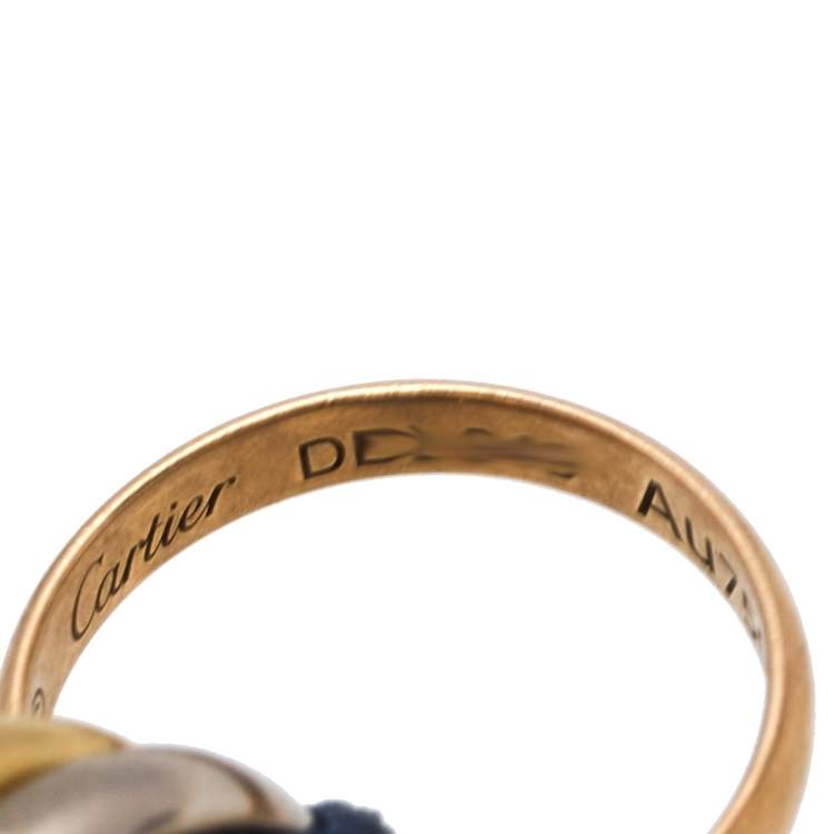 Pre Owned Cartier Trinity de Cartier 18K Three Tone Gold Adjustable Blue Cord Bracelet