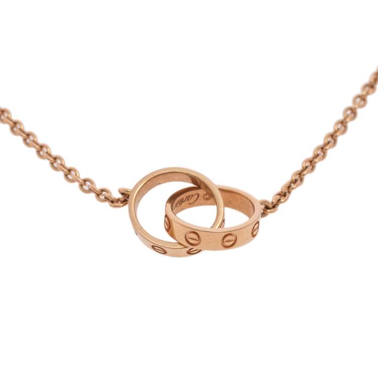 Pre Owned Cartier Love Interlocking 2-Loop 18K Rose Gold Bracelet