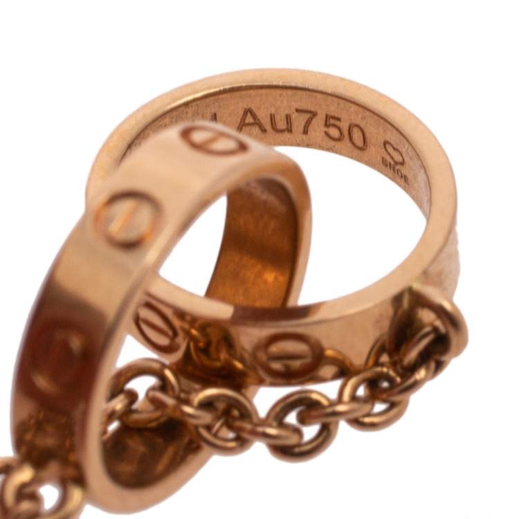 Pre Owned Cartier Love Interlocking 2-Loop 18K Rose Gold Bracelet