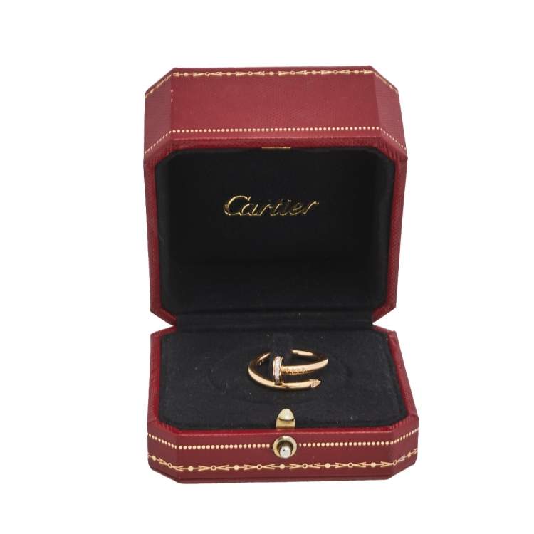Pre Owned Cartier Juste Un Clou Diamond 18K Rose Gold Ring Size 55