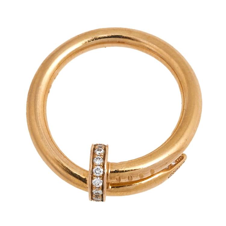Pre Owned Cartier Juste Un Clou Diamond 18K Rose Gold Ring Size 55