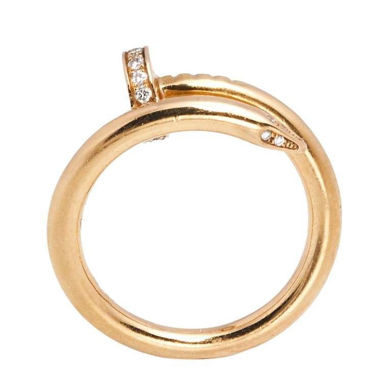 Pre Owned Cartier Juste Un Clou Diamond 18K Rose Gold Ring Size 55