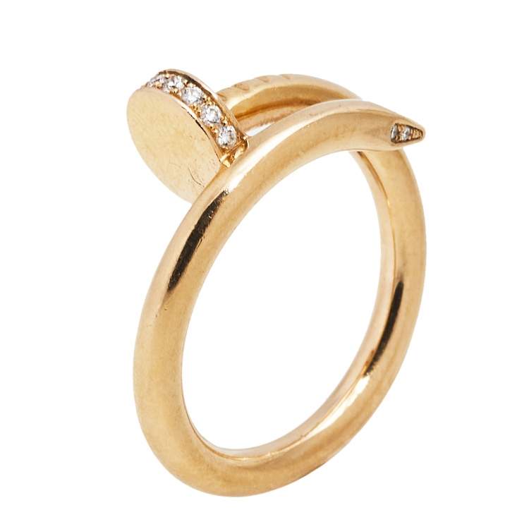 Pre Owned Cartier Juste Un Clou Diamond 18K Rose Gold Ring Size 55
