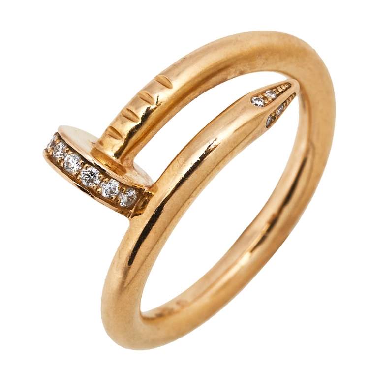 Pre Owned Cartier Juste Un Clou Diamond 18K Rose Gold Ring Size 55