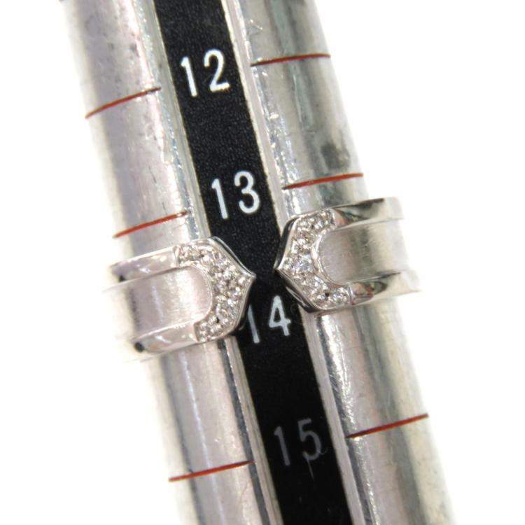 Pre Owned Cartier Double C 18K White Gold Diamond Ring EU 54